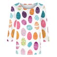 thumbnail image 5 of DDAPJ pyju Easter T-shirts for Women 3/4 Sleeve Plus Size Tops Novelty 3D Print Graphic Tees Loose Casual Mid-length Pullover Blouses Limited Time Sales of Today Multicolor XL, 5 of 6