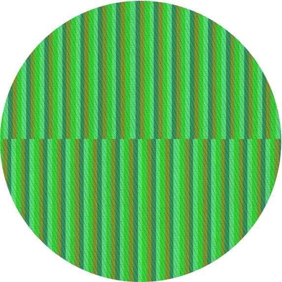 Ahgly Company Machine Washable Indoor Round Transitional Dark Lime Green Area Rugs, 8' Round
