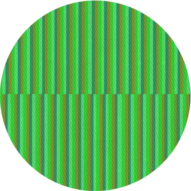 Ahgly Company Machine Washable Indoor Round Transitional Dark Lime Green Area Rugs, 3' Round