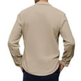 thumbnail image 4 of WTOBBY Men's Cotton Linen Blend Turn-Down Collar Button-Down Shirt Long Sleeve Solid Casual Business Relaxed Fit Double Pocket Breathable Summer Top,Khaki 3XL, 4 of 6
