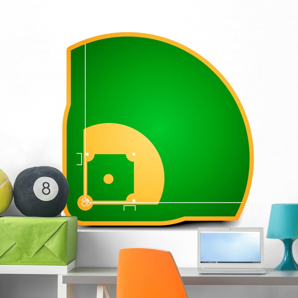 Baseball Field Wall Mural Decal by Wallmonkeys Vinyl Peel and Stick