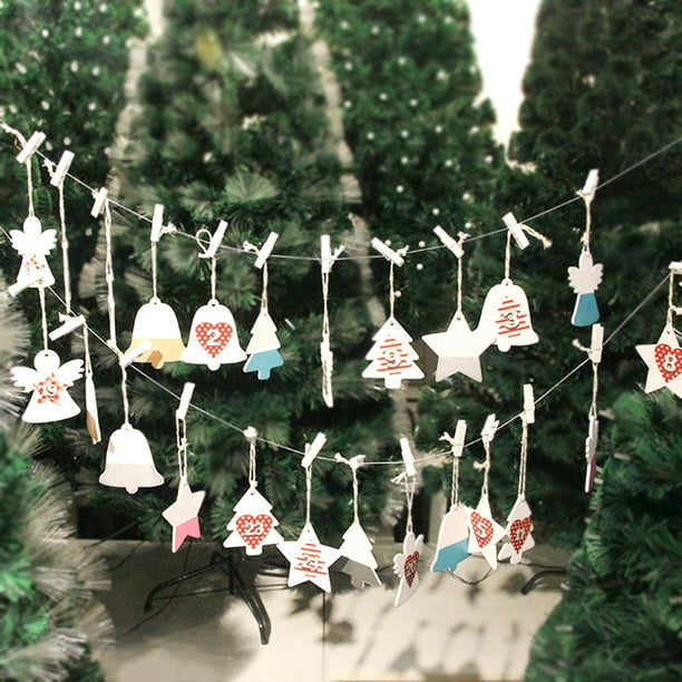 Windfall 1 Set Hanging Ornaments Natural Eye-catching Wood Xmas Tree Advent Calendar Labels Decor for Home