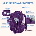 thumbnail image 3 of Dakimoe Mesh Backpack School Backpacks Large Capacity See Through Bookbag Stadium Approved with Multiple Compartments Pockets for School Beach Swimming Sports Work (Dark Purple), 3 of 8