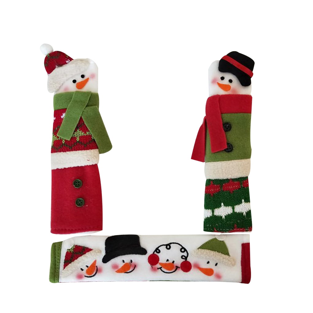 Christmas Handle Cover Refrigerator Door Microwave Xmas Decor Snowman Sleeve