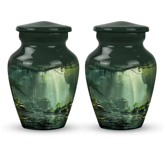 Rainforest Sanctuary - Cremation Keepsakes Urns - Funeral Urns For Human Ashes Adult - Cremation Urns For Adult Ashes Men - Ashes Urn Adult (Size-3inch,2pcs)
