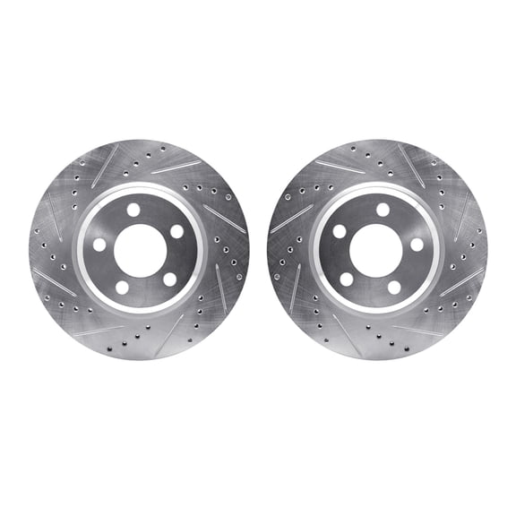 Dynamic Friction Company Front Brake Rotors-Drilled and Slotted-Silver 7002-39003