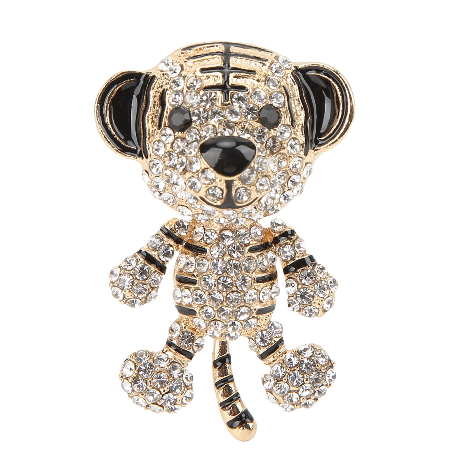 Hongkaii Rhinestone Brooch Cute Tiger Shape Fashionable