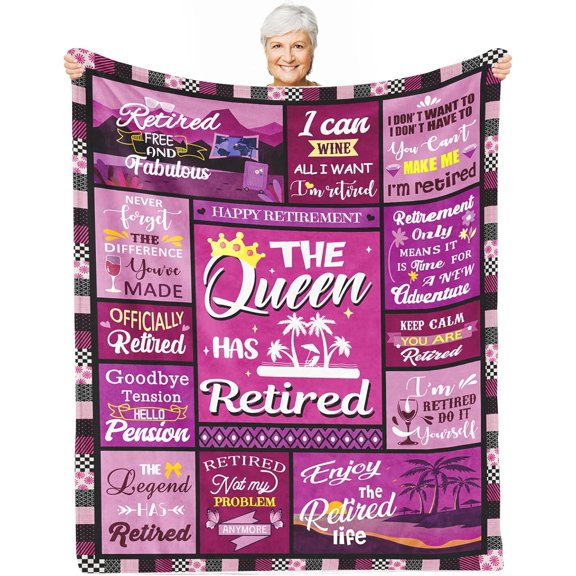 Retirement Gift Idea - Retirement Themed Throw Blanket for Women