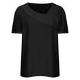 thumbnail image 4 of Olyvenn Women's Summer Tunic Crop Tops T-Shirts Stylish Fashion Trendy Short Sleeve Tees Knot Wrap Solid Tops Slant V-Neck Shirts Loose Casual Business Flowy Blouse Dressy Women Black 12, 4 of 6