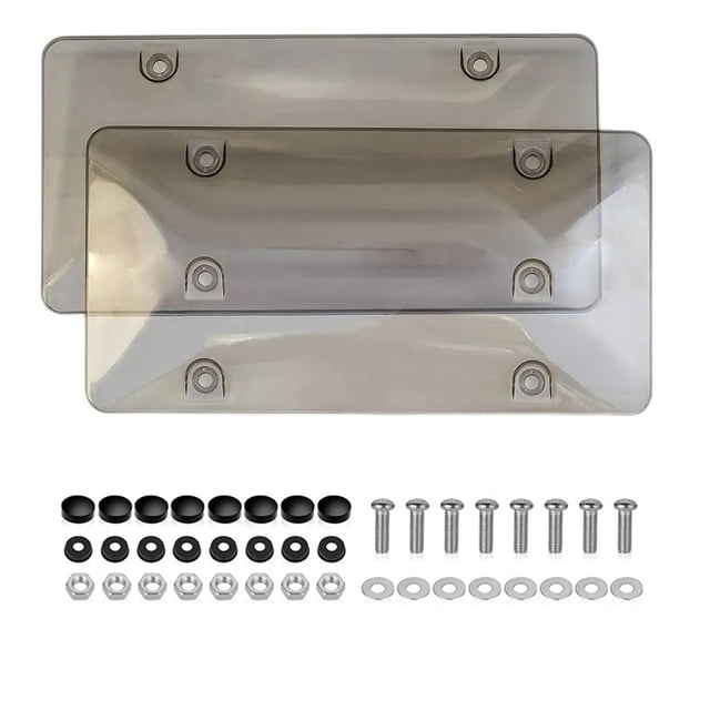 Gray 2-Pack ABS+PC License Plate Frames with Mounting Screws & Nuts - Weatherproof, UV-Resistant, Universal 6x12 Inch Fit for Cars - Lightweight, Shatterproof, Easy Installation License Plate Holders