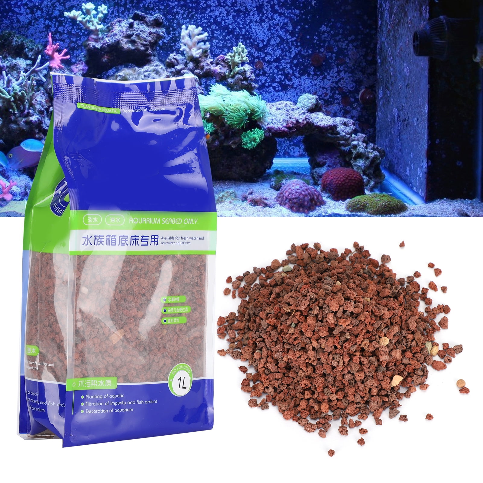 NFTIGB Aquarium Landscaping Gravel Volcanic Sand Fish Tanks Decoration Stone Pebbles Colorfast 1 Liter / 1.73 lbs