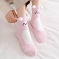 thumbnail image 2 of KyCheLot Women's Mid-Calf Socks Winter Color Block Fleece Floor Socks Thermal Thicken Daily Socks, 2 of 7