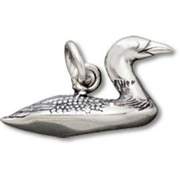 Sterling Silver 16" .8mm Box Chain 3D Swimming Loon Duck Pendant Necklace