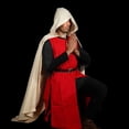 thumbnail image 4 of Mythrojan Viking Hooded Cloak Cape Halloween Costume Cloak Medieval Woolen Cloak with Hood for Men, Women - Ecru, Large Size, 4 of 5