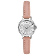 Time and Tru Women's Analog Wristwatch; Silver Tone Round Case, Silver Textured Dial, Blush Faux Leather Strap (FMDOTT065)
