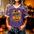 thumbnail image 2 of Evdexr Halloween Shirts Womens V Neck Short Sleeve Tops 2026 Jack O Lanterns Pumpkin Spider Graphic Blouses Lightweight Breathable Funny Casual Tees L, 2 of 5