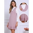 thumbnail image 2 of DARING DIVA Sweater Shift Chunky Knit Sleeveless V Neck Ruffle Mini Dress XS Dusty Pink, 2 of 6
