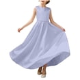 thumbnail image 2 of LEKWK Girls Bridesmaid Flower Dress Sleeveless Satin Bow Tie Backless Pageant Gown Pleated Flowy A-Line Princess Dresses for Birthday Party Wedding 0-13Y, 2 of 9
