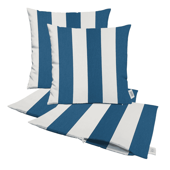 RSH Decor: Sunbrella Pillow Covers Set of 4 | 20" x 20" Square Covers | Weather-Resistant Sunbrella Fabric | Cabana Regatta
