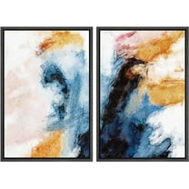 PixonSign Framed Canvas Print Wall Art Set Cloud Inspired Smeared Brushstrokes Geometric Shapes Illustrations Modern Art Contemporary Colorful Ultra for Living Room, Bedroom, Office - 16"x24"x2 BLACK
