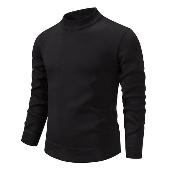 Turilly Men's Sweater Minimalist Mock Neck Pullover Sweater with Ribbed Cuffs and Hem Detail Casual Layering Top