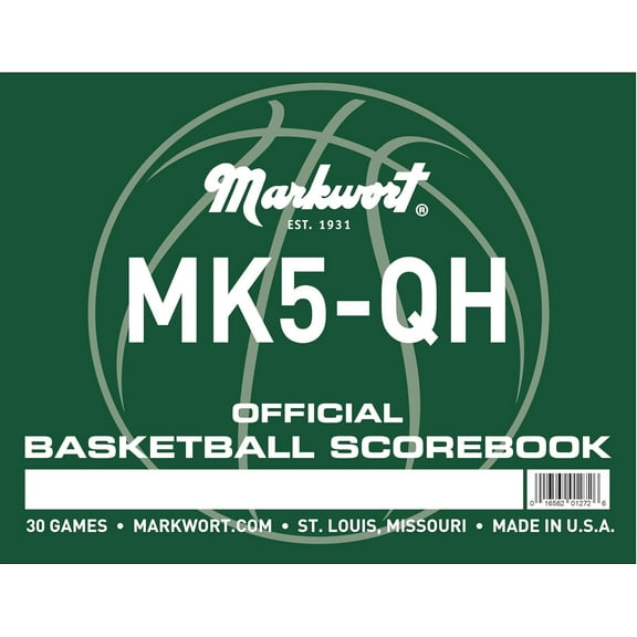 Markwort Basketball Scorebook New Format with Fouls - 30 Games Basketball Stat Tracking | High School, Middle School, Little League