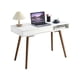 thumbnail image 1 of Moderno simple oficina en casa escritorio: mid-century moderno computer writing escritorio con cajón, solid wood legs, y abiertos almacenamiento cubby - small vanity mesa para dormitorio, 1 of 5