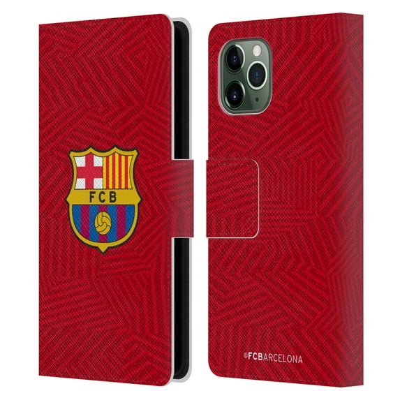 Head Case Designs Officially Licensed FC Barcelona Crest Red Leather Book Wallet Case Cover Compatible with Apple iPhone 11 Pro