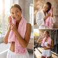 thumbnail image 3 of Aufmer 13.3 X 29.1 In Three Color Plain Style Quick Absorbent Towel Light Thin Portable Design For Summer Dorm Family Daily Cleaning Wiping Work, 3 of 6