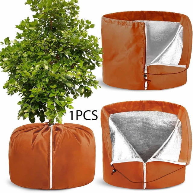 Funda Protectora Maceta Anticongelante para Plantas con Zipper Y Cordón Material Oxford Resistente Al Viento Y Lluvia Protección Térmica para Invierno 45 cm x 50 cm