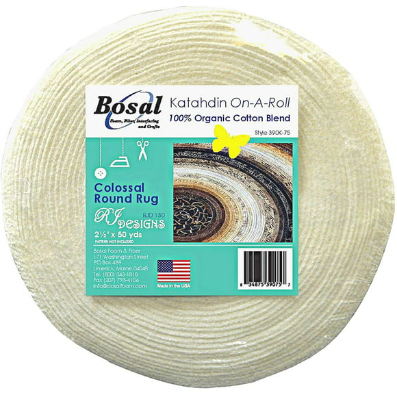 Bosal Katahdin 100% Organic Cotton Blend Batting On A Roll 2.5 inches x 50 Yards (1), 100% organic cotton blend cut in 2-1/2in strips and on a 50yd roll. By Brand Bosal