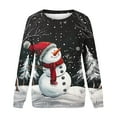 thumbnail image 4 of Homenesgenics Christmas Tree Long Sleeve Shirts Womens Plus Size Women's Christmas Print Snowman Santa Claus Fashion Print Long Sleeve Round Neck Raglan Tops Sweater, 4 of 4