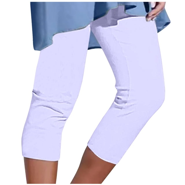 cfhntfmh Capri Leggings for Women Plus Size Slim High Waisted Yoga Pants Workout Compression Cropped Beach Pants