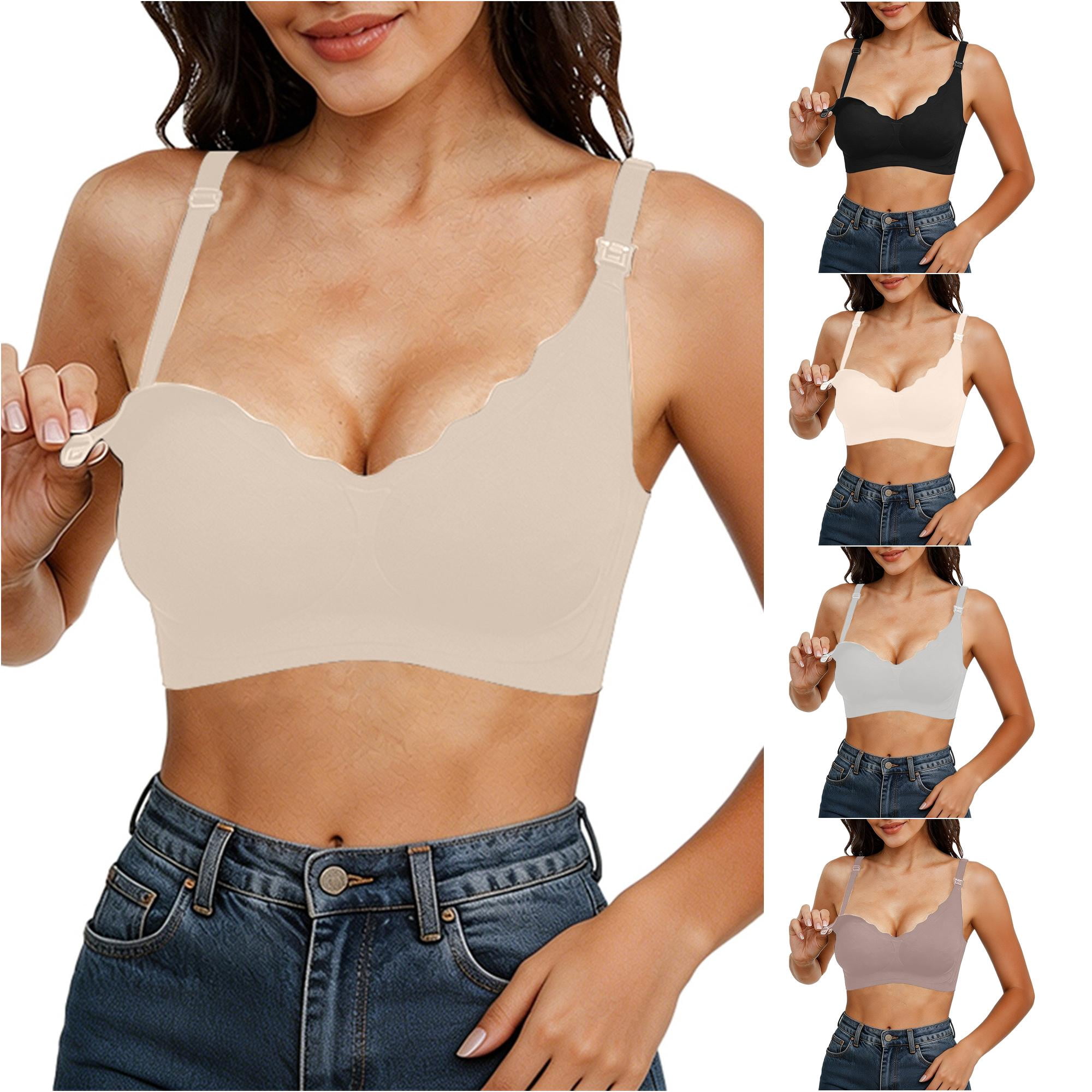 EliteGoogv Maternity Bras For Women Seamless Wireless Womens Maternity Bras Bust Support Pregnancy Postpartum Breastfeeding Comfort Fit Bras Beige L