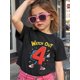 thumbnail image 1 of Young Boy's/Girls "Playful Cartoon Theme Cotton Graphic Tees, Back To School Clothes Girls, Black Summer Tops With Fun Graphic, Gift For First Day of School, Youthful, Funny" Kids Clothes G, 1 of 5