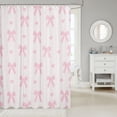thumbnail image 2 of Pink Bowknot Fabric Shower Curtain,Princess Style Bow Dreamy Bow-tie Shower Curtain for Bathroom,Cute Love Hearts Romantic Valentine's Day Waterproof Shower Curtain 78 Inch Long, 2 of 5