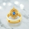thumbnail image 6 of Vintage Sapphire Ring Set Oval Cut Blue Sapphire Engagement Ring Set Yellow Gold Moissanite Ring Enhancer Promise Ring Set Sapphire Bridal Set, 6 of 6