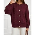 thumbnail image 5 of FreshPretty Chunky Cardigan Sweaters for Women Fall Fashion Button Lantern Long Sleeve Cable Knit Winter Coats Outerwear, 5 of 6
