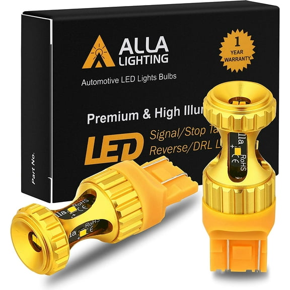 Alla Lighting 7440 7443 Amber Yellow LED Turn Signal Lights Bulbs 3000lm Extreme Super Bright Blinker Lights T20 Wedge 7441 7444 W21W 7442