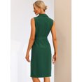 thumbnail image 4 of Vestido de oficina de trabajo con cinturón y solapa con muescas sin mangas para mujer Verde Oscuro XS, 4 of 5