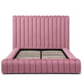 thumbnail image 4 of Pemberly Row Modern Velvet Upholstered Queen Platform Bed in Pink, 4 of 6