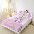 thumbnail image 4 of Feelyou Dreamy Castle Purple Queen Sheet Sets, Magic Princess Fairy Flat Sheet, Teens Kids Girls Women Queen Fitted Sheet, Microfiber Bedroom Decor, 4 Pieces, 4 of 7