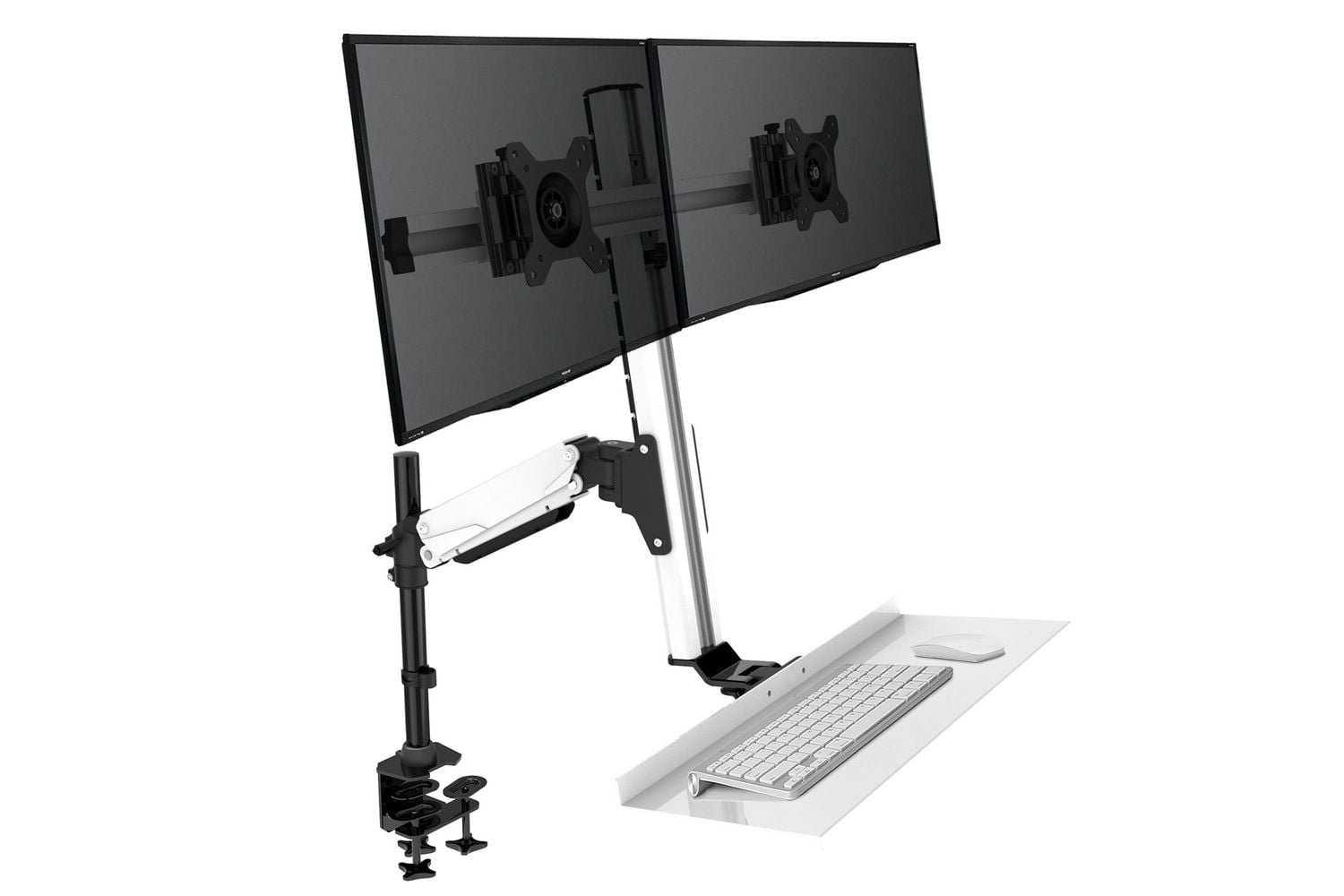 Bureau flottant ergonomique Rocelco avec bras double pour écran