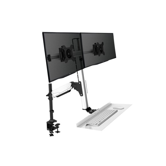Rocelco Ergonomic Floating Desk with Double Monitor Arm