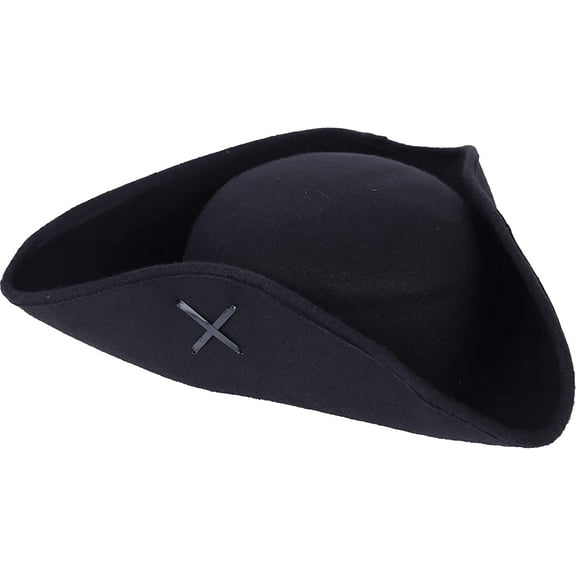 SandT Collection Black Pirate Hat for Adults Men and Women Tricorn Costume Hat