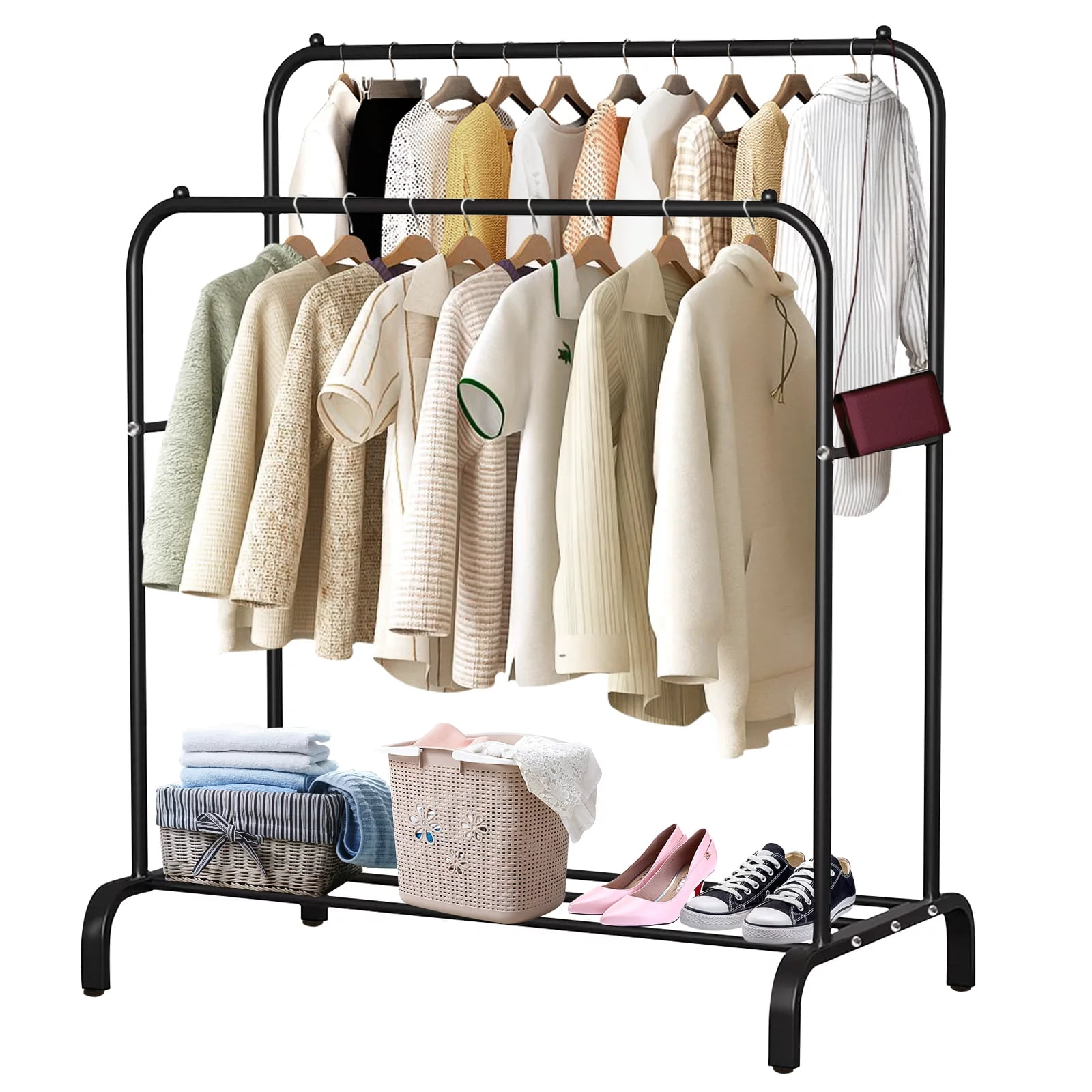 Cozyhomestore Double Rail Clothes Garment Rack, Clothes Hanging Rack