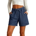 thumbnail image 2 of Jean Shorts Womens BWASD Casual High Waisted Stretchy Denim Shorts with Pockets Drawstring Elastic Waist Summer Trendy Blue S-5XL 2026 Outdoor Vacation Travel, 2 of 9