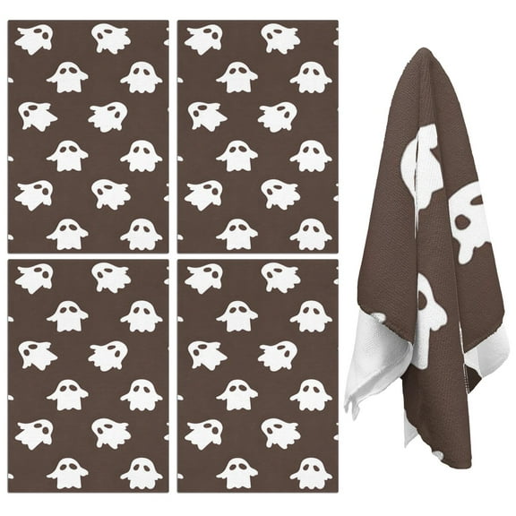 Halloween Kitchen Towels Set of 4, 18x26 Inch Soft Absorbent Dish Towels, Spooky Pumpkin Ghost Tea Towels for Kitchen Holiday Decor, Witchy Hand Towels for Bar, Coffee Station or Home Gift
