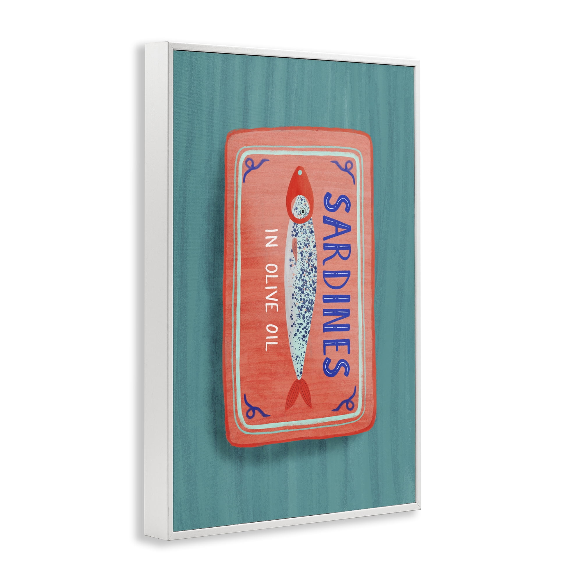 Stupell Industries Sardines Olive Oil Seafood White Framed Giclee Art, design by Metka Hiti