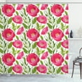 thumbnail image 1 of Ambesonne Poppy Flower Shower Curtain, Leaves Petals Romance, 69"Wx70"L, Green Pink Cream, 1 of 3